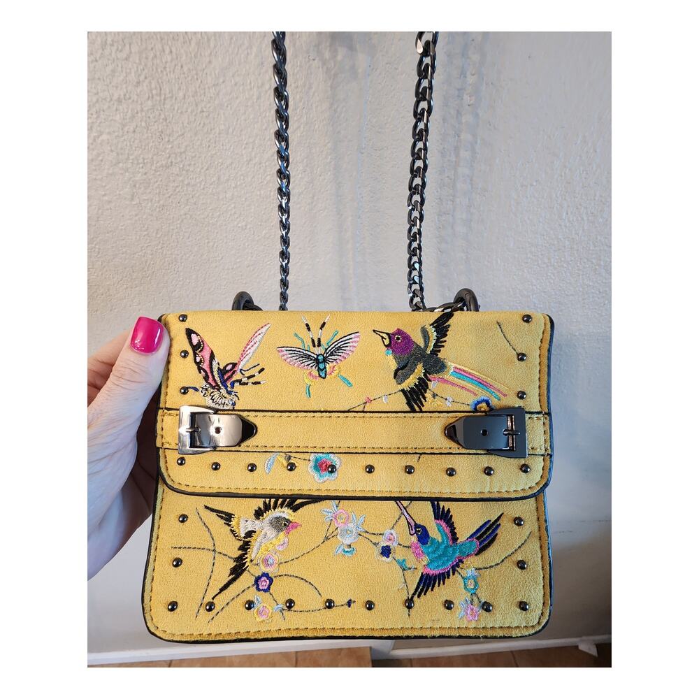 Topshop Polly Bird Embroidered Crossbody Bag Yellow - Picture 3 of 10